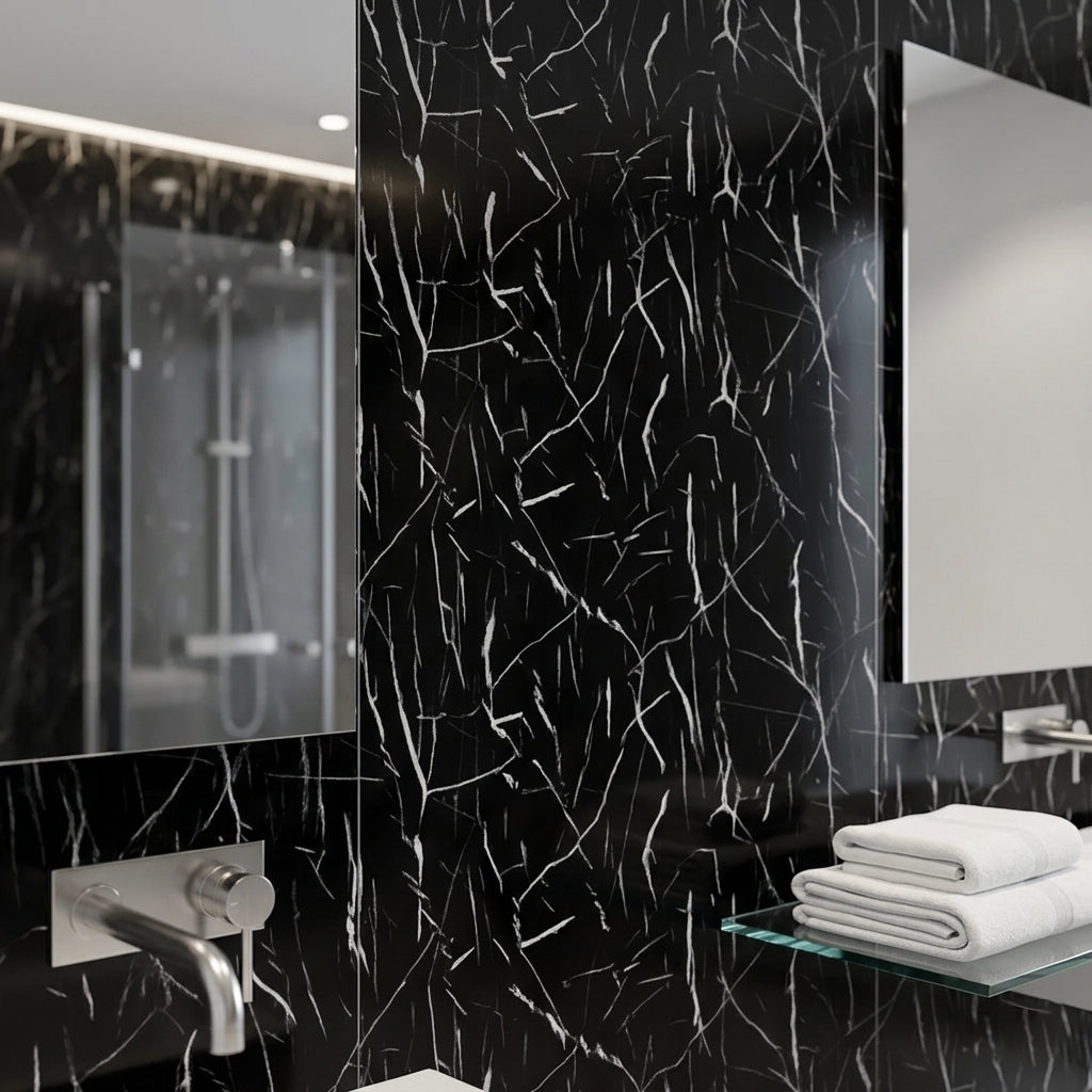 Black Calacatta Kitchen Bathroom Solid Wall Panel