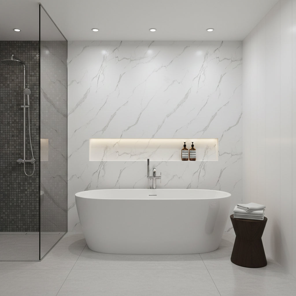 Carrar Marble PVC Shower Wet Wall Panel