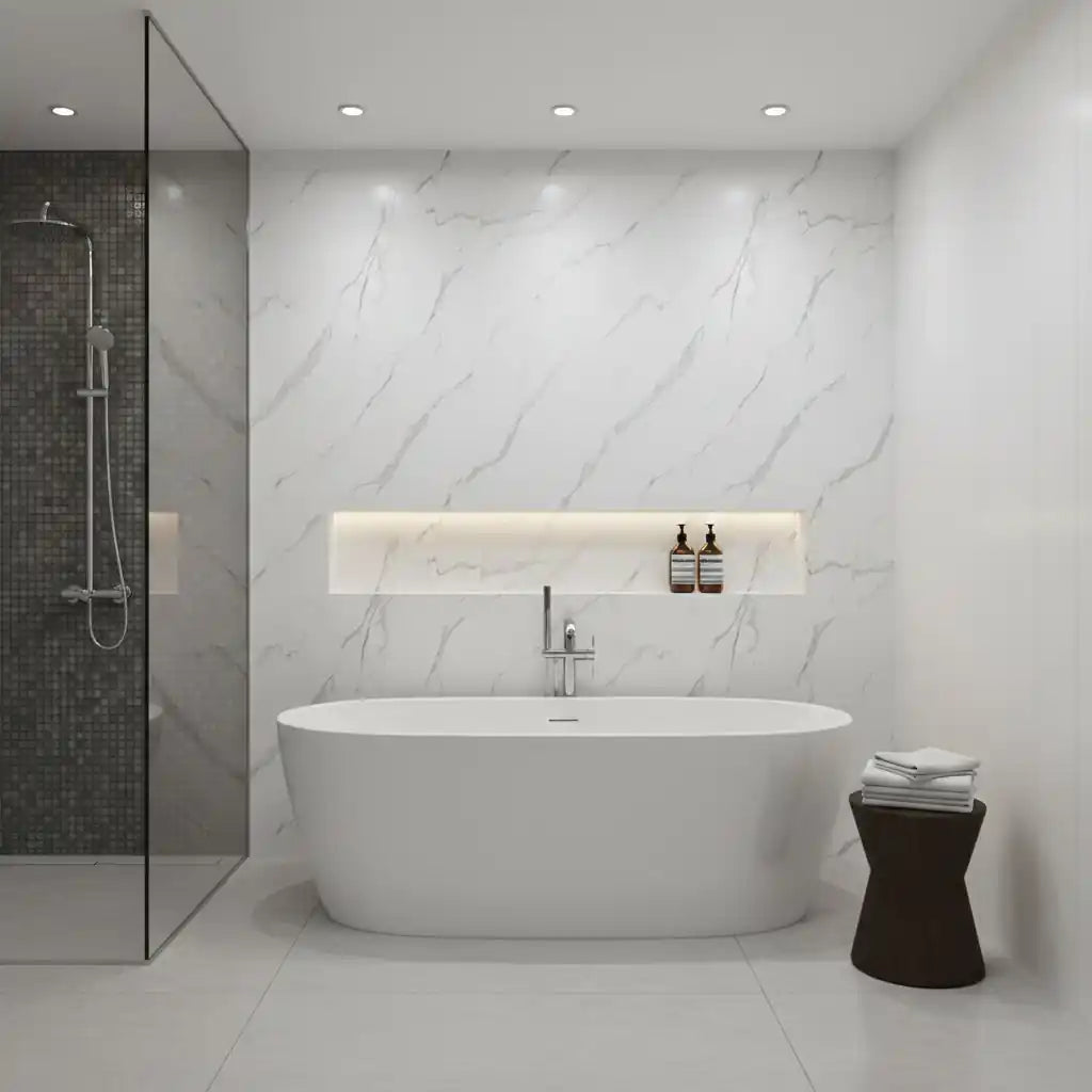 Carrar Marble PVC Shower Wet Wall Panel