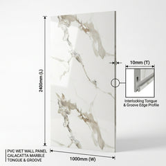 Carrara Bronze 3D Style PVC Shower Kitchen Wall Panel