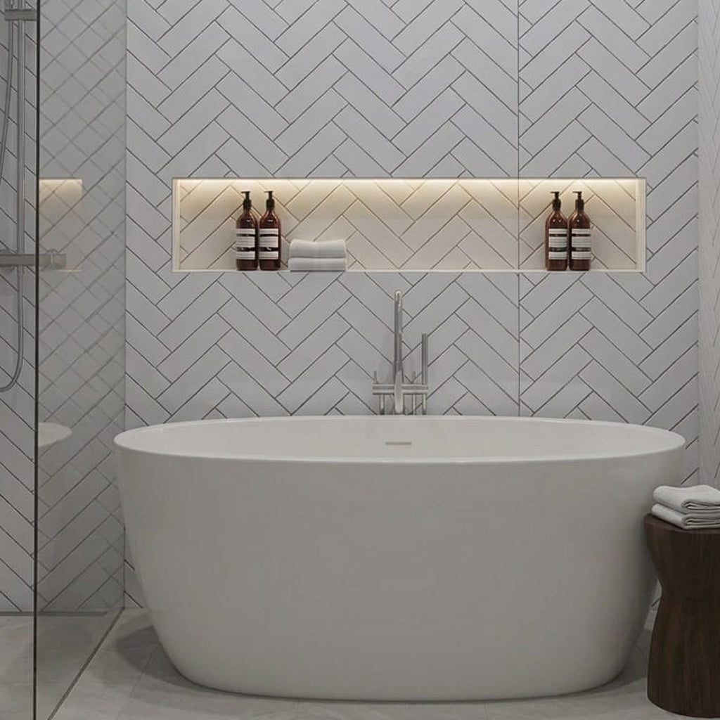 Herringbone Gloss PVC Kitchen Bathroom Wall Panel