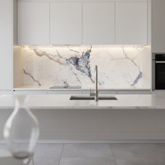 Artistic Blue Solid Rigid Core Kitchen Bathroom Media Wall Panel