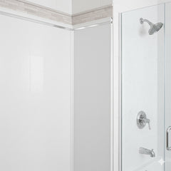 L Shape White PVC Waterproof Shower Wall Panel Trim 2400mm x 10mm