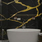 Noir Marble 3D Style PVC Kitchen Shower Wall Panel
