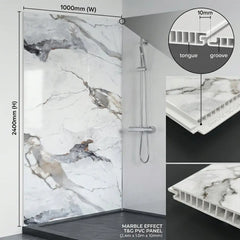 Prestige Marble Matt PVC Shower Kitchen Bathroom Wet Wall Panel