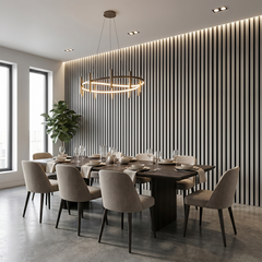 Light Grey Acoustic Wall Panel - Sound Absorbing Slat Wall (2400mm x 600mm x 21mm)