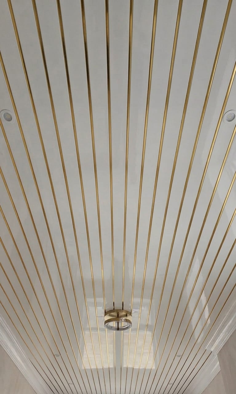 White With Gold Line Ceiling Panel