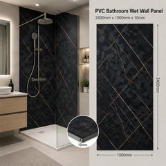 Black Rock 3d PVC Shower Kitchen Wall Panel