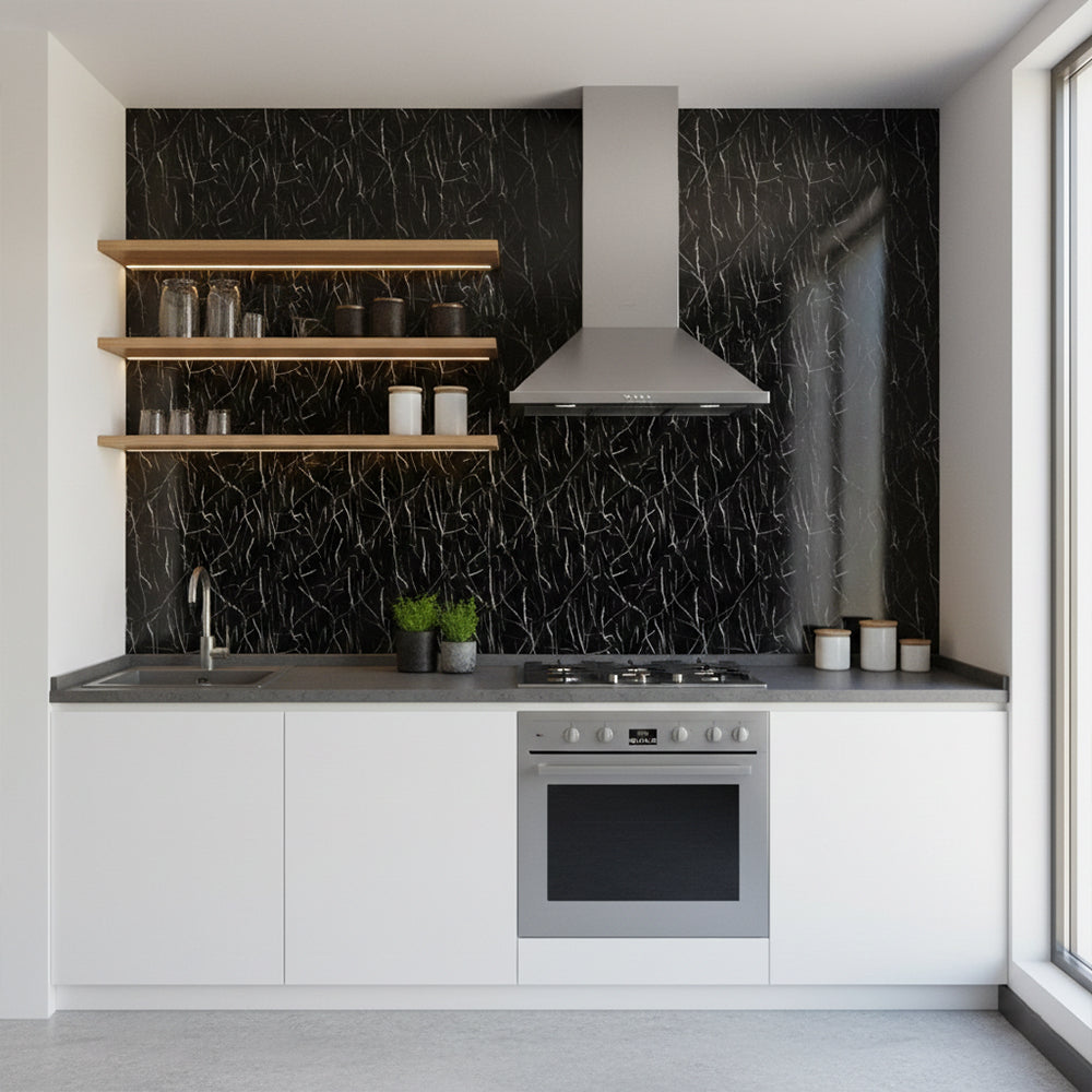 Black Calacatta Kitchen Bathrrom Solid Wall Panel
