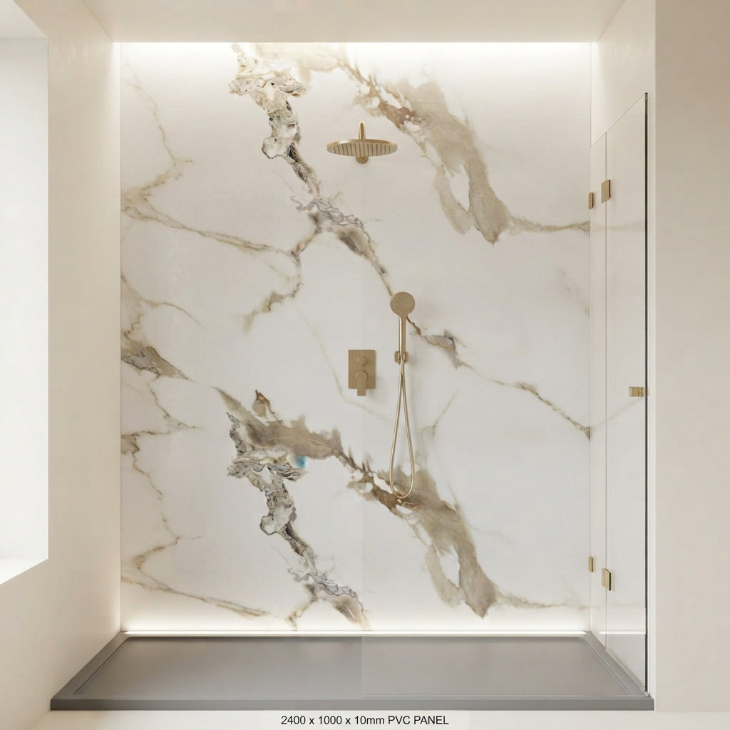 Carrara Bronze 3D Style PVC Shower Kitchen Wall Panel