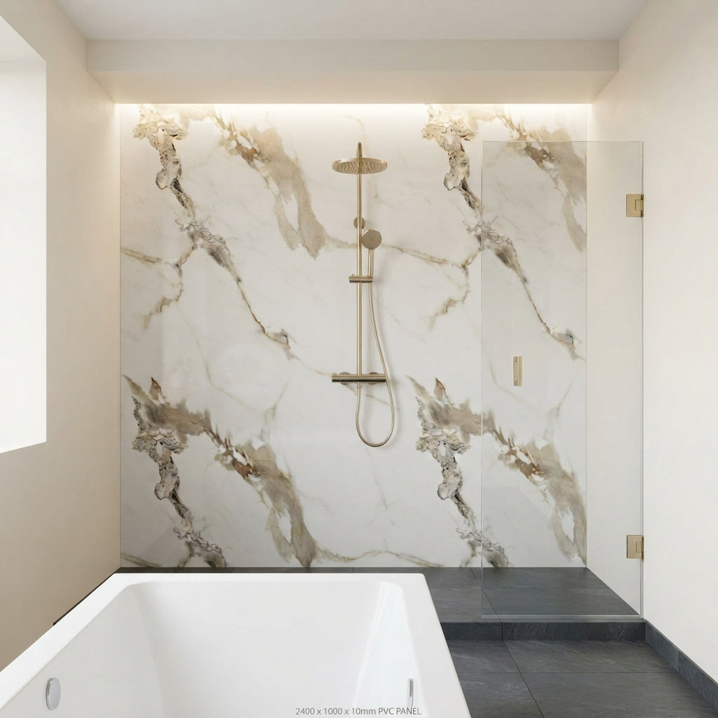 Carrara Bronze 3D Style PVC Shower Kitchen Wet Wall Panel
