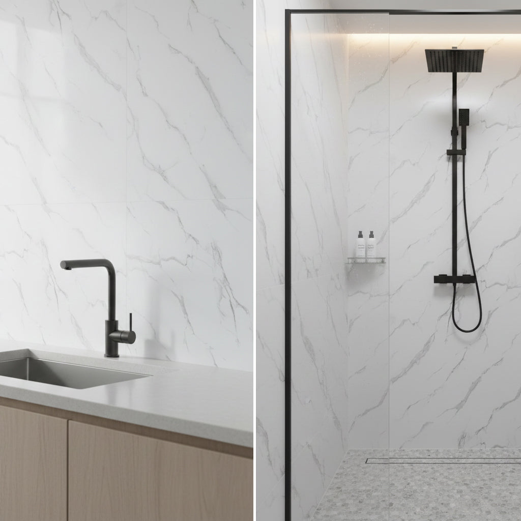 Carrara Marble Matt Shower Kitchen Wet Wall Panel