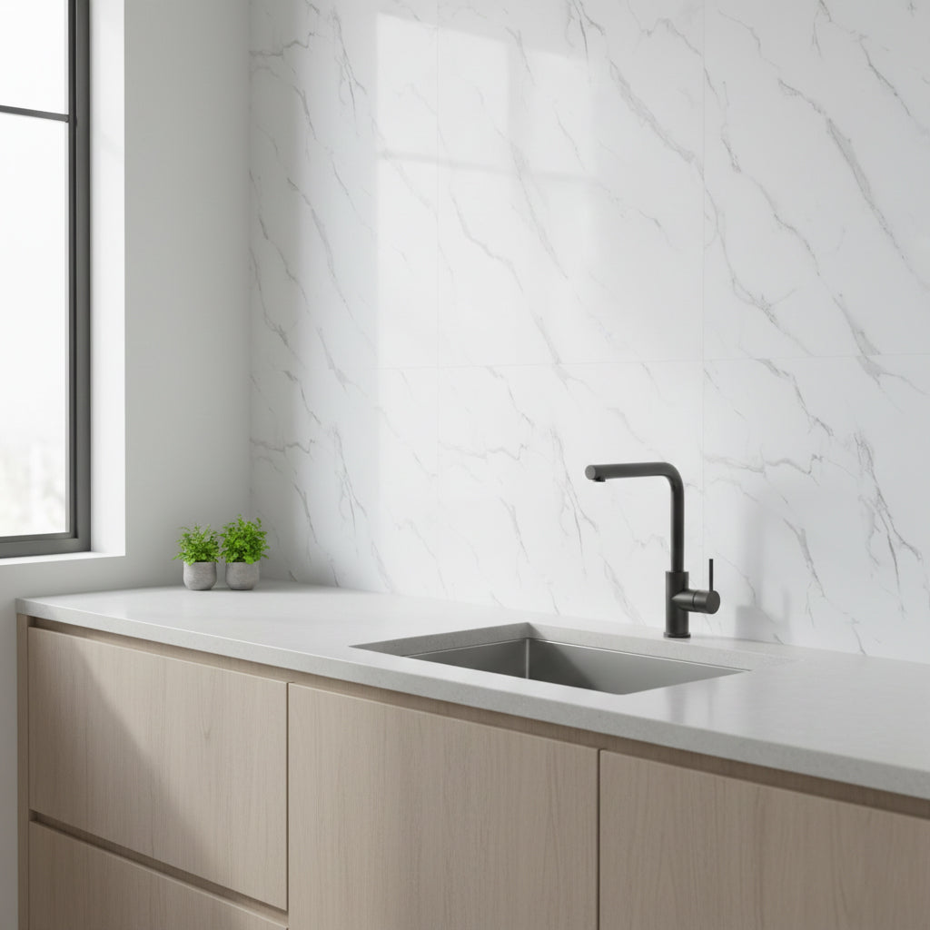 Carrara Marble Matt Shower Kitchen Wet Wall Panel