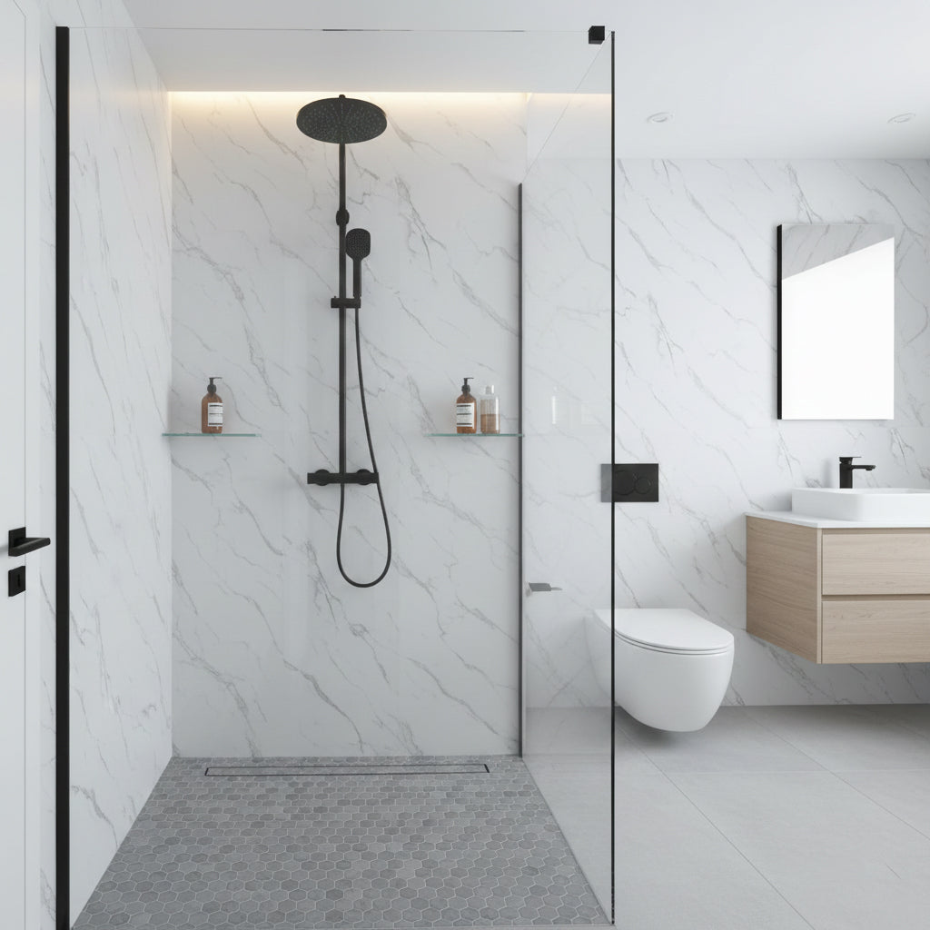 Carrara Marble Matt Shower Kitchen Wet Wall Panel