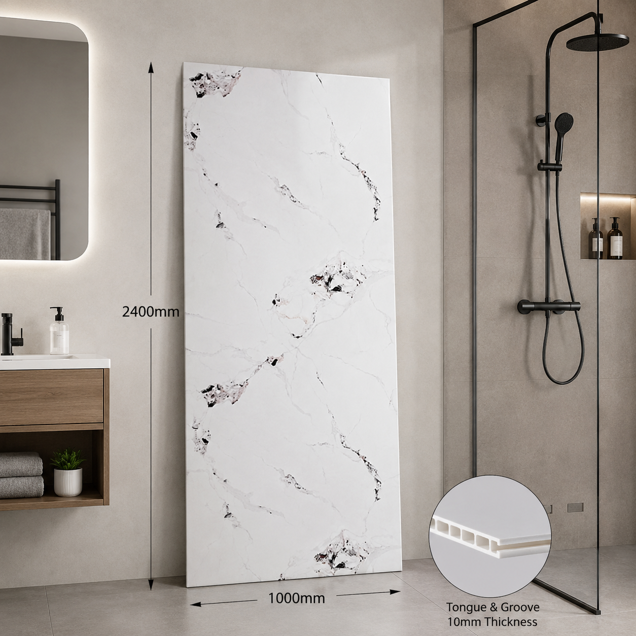 Platinum Whisper PVC Kitchen Bathroom Shower Wet Wall Panel