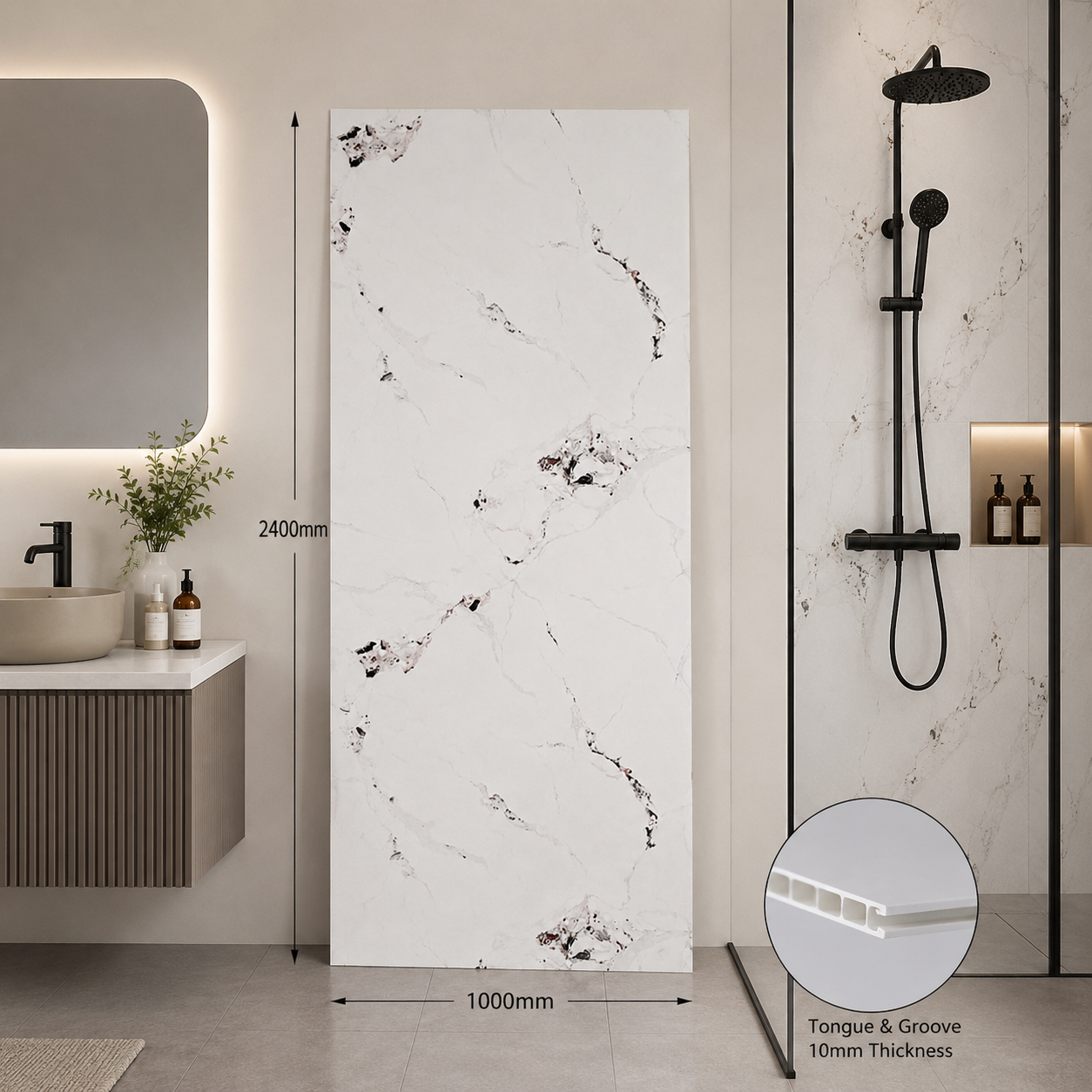 Platinum Whisper PVC Kitchen Bathroom Shower Wet Wall Panel