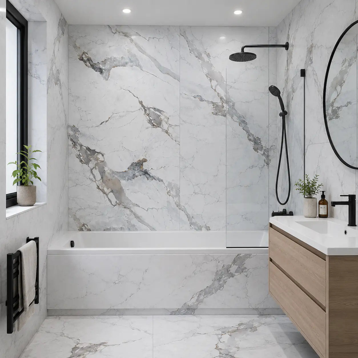 Prestige Marble Matt PVC Shower Kitchen Bathroom Wet Wall Panel
