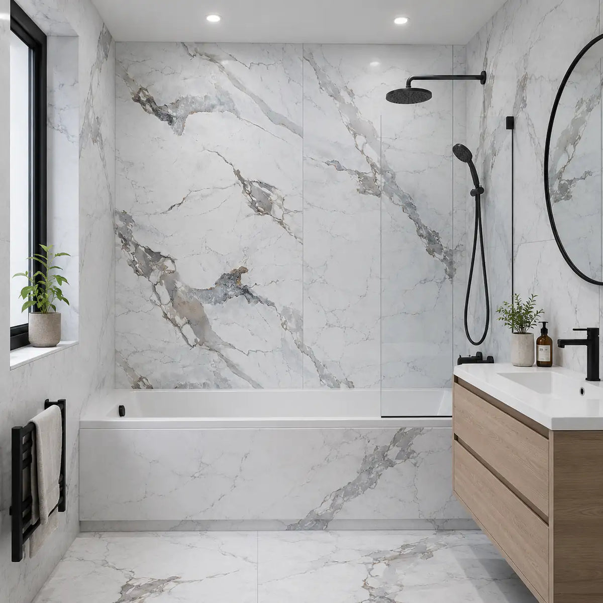 Prestige Marble Matt PVC Shower Kitchen Bathroom Wet Wall Panel