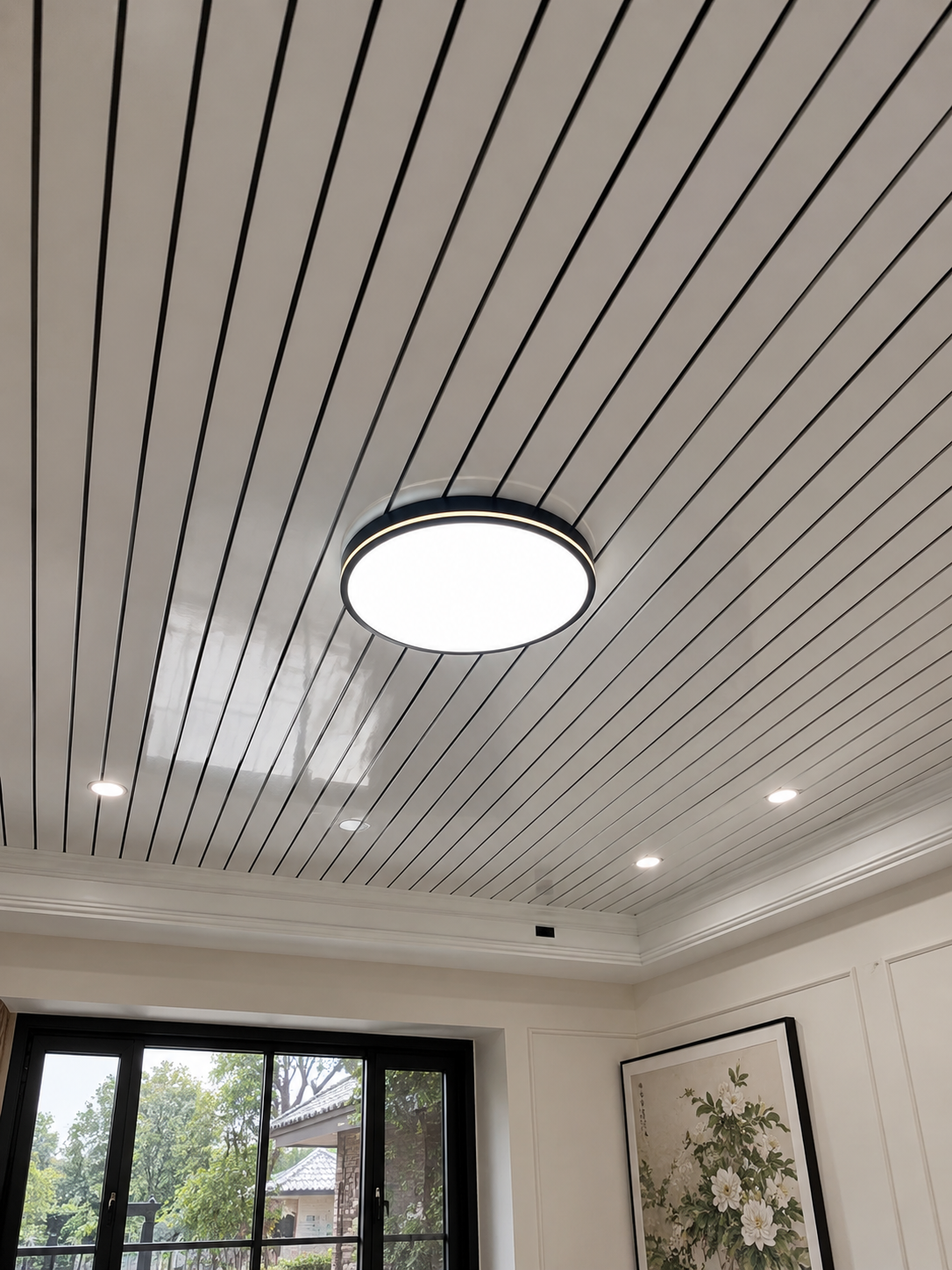 White With Black Lines Ceiling Panel