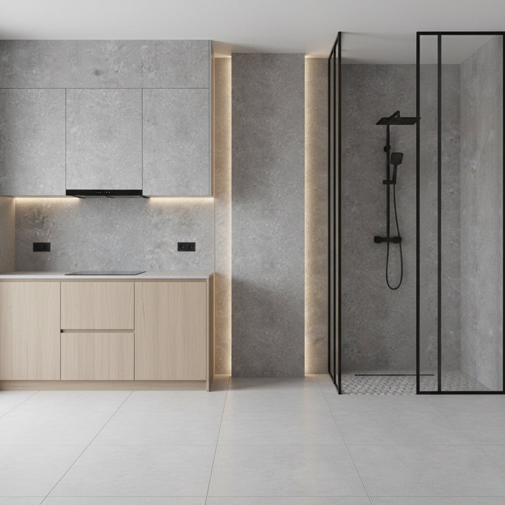 Concrete Grey PVC Shower Kitchen Wet Wall Panel