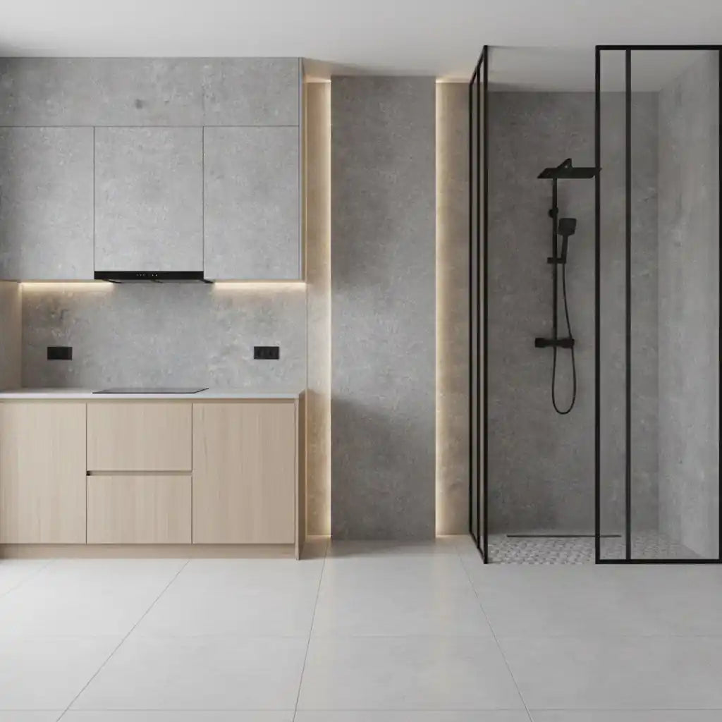 Concrete Grey PVC Shower Kitchen Wet Wall Panel