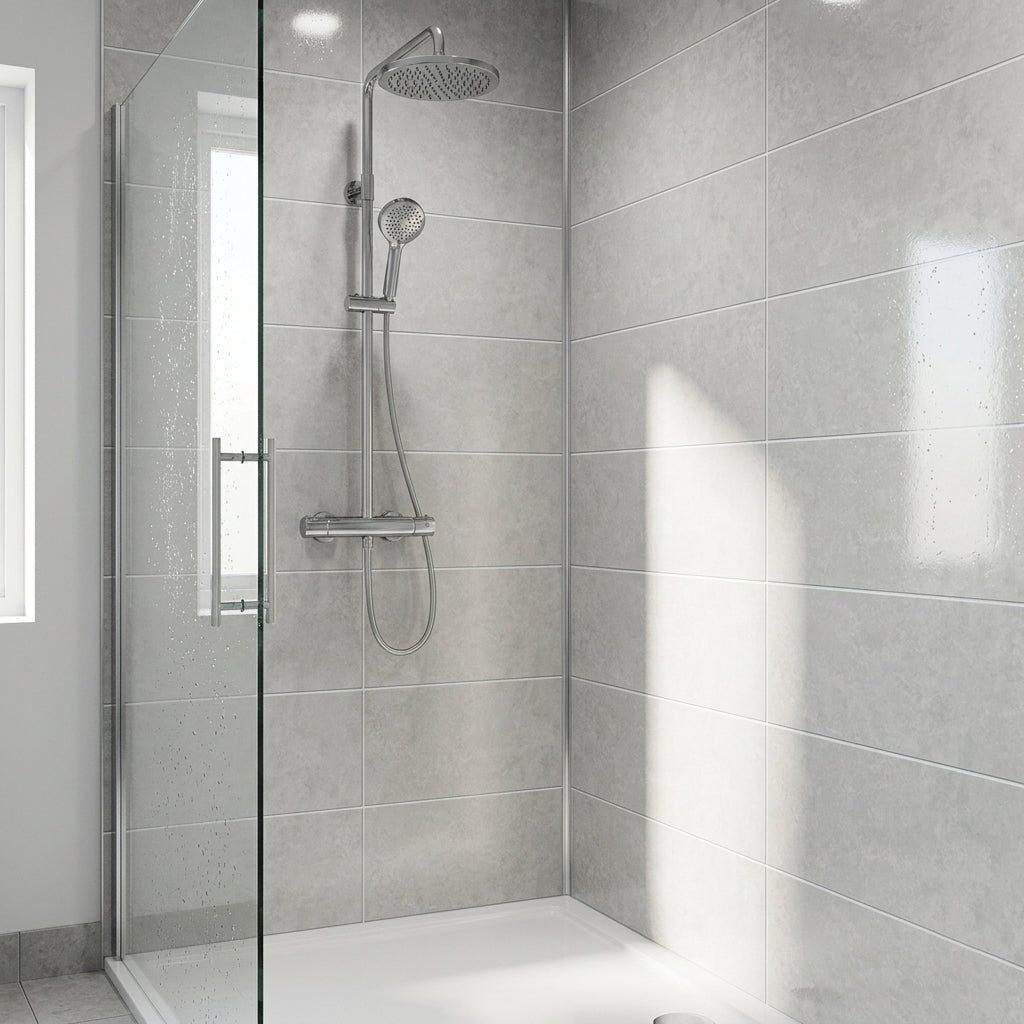 Concrete White Gloss Kitchen PVC Wet Wall Panel