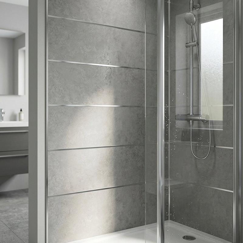 Concrete Grey Gloss PVC Kitchen Shower Wall Panel 2400mm x 1000mm x 10mm