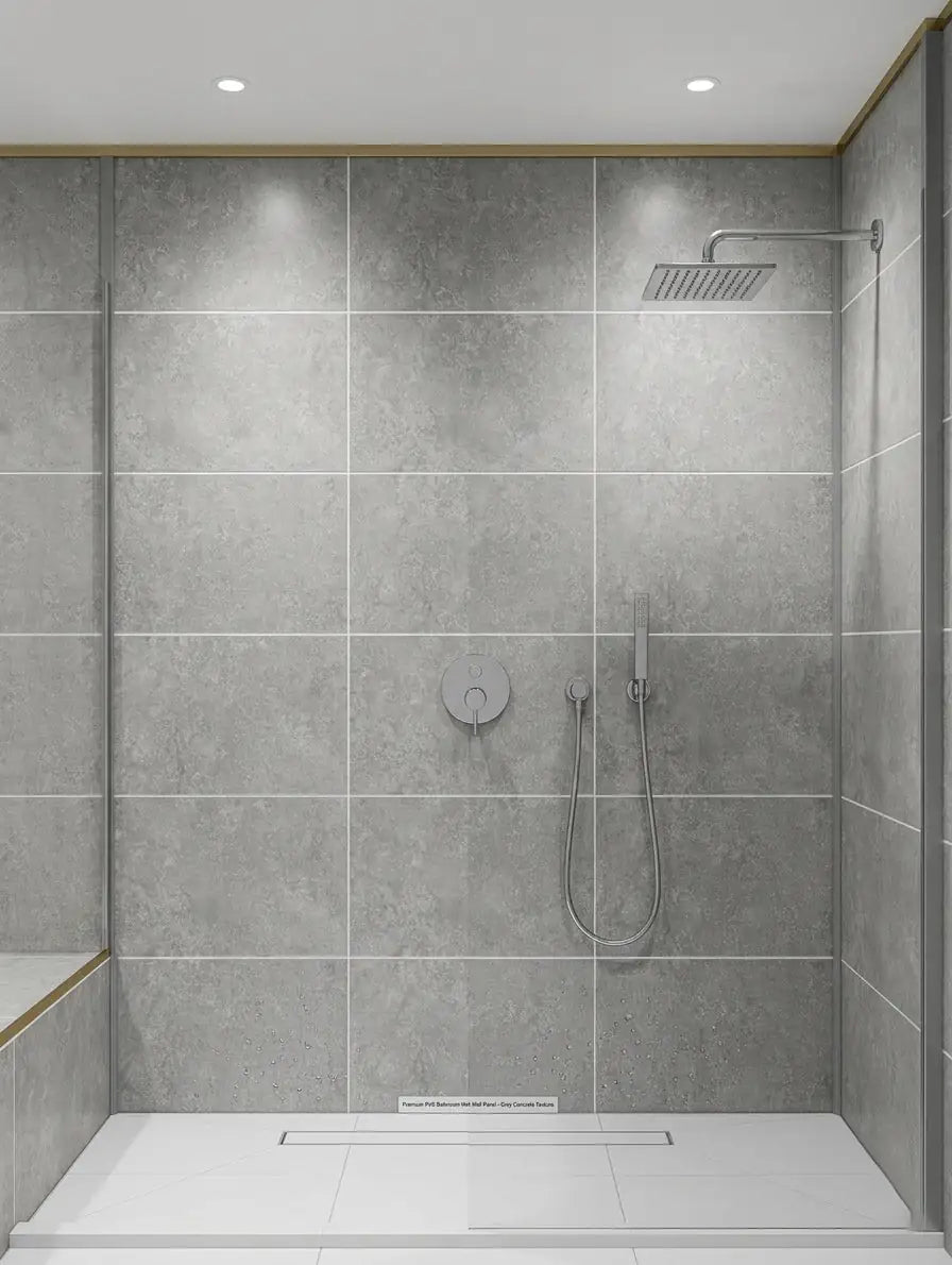 Concrete Grey Gloss Bathroom Wet Wall Panel