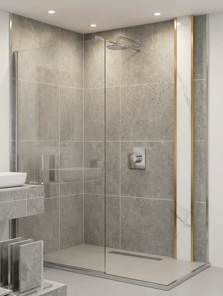 Concrete Grey Gloss PVC Shower Wet Wall Panel