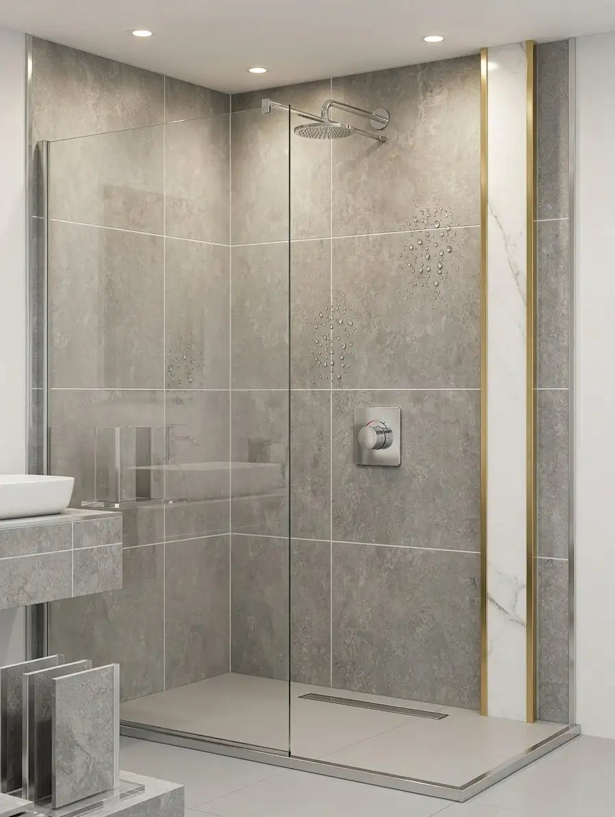 Concrete Grey Gloss PVC Shower Wet Wall Panel