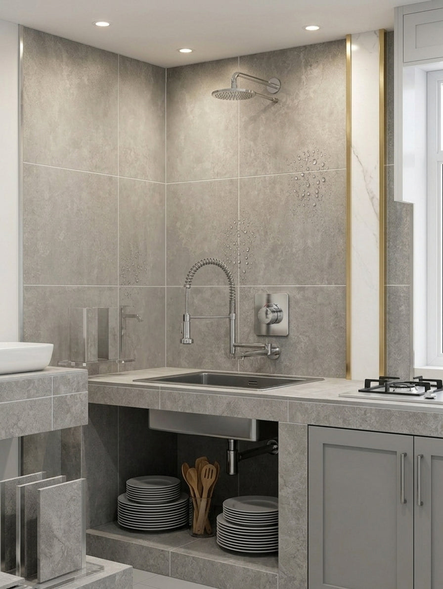 Concrete Grey Matt PVC Wet Wall Panel