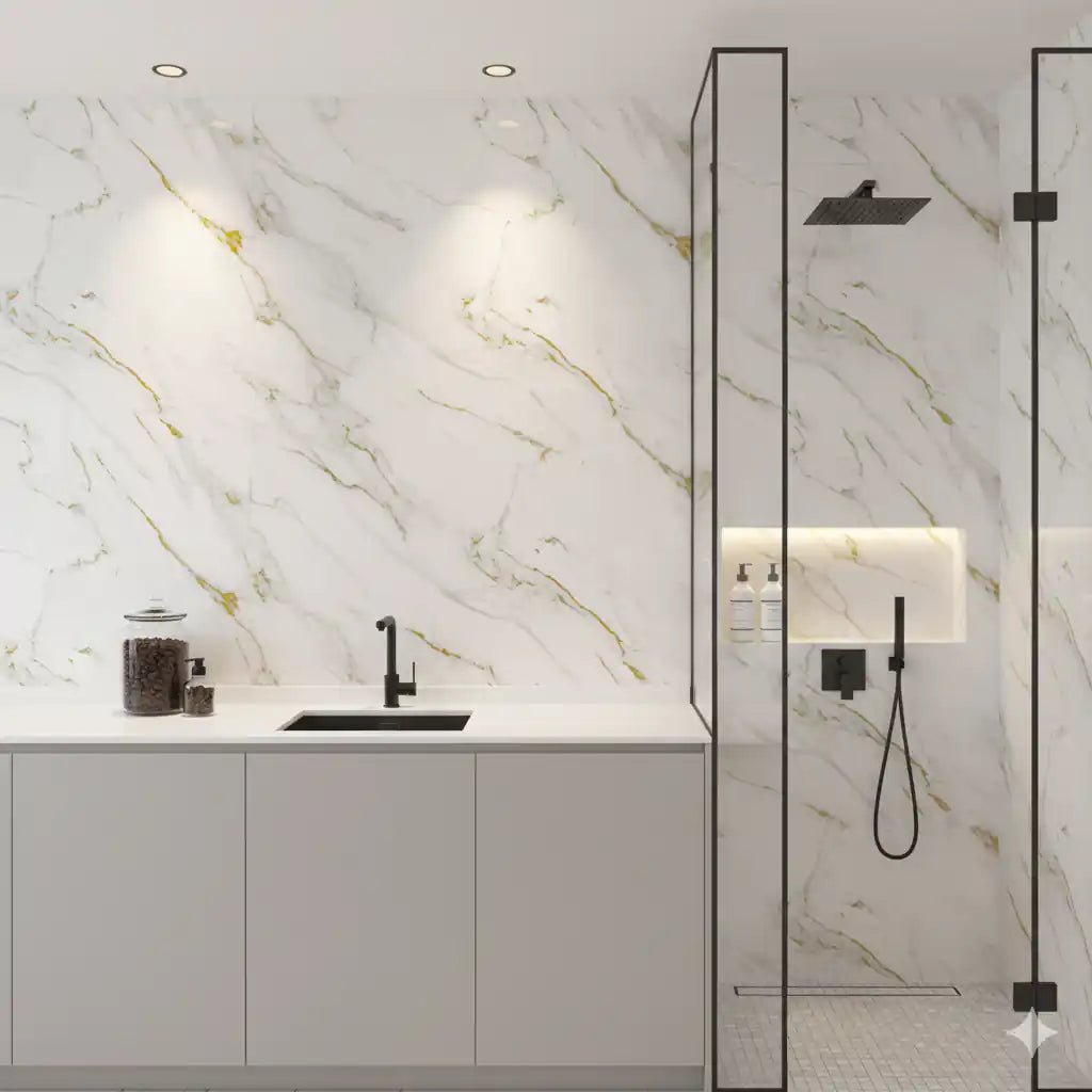 Glided Gold PVC Shower Wet Wall Panel