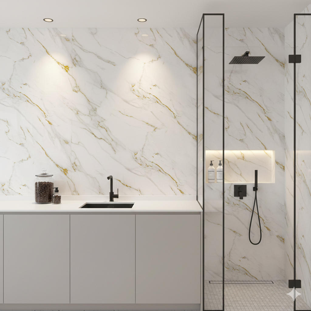 Glided Gold Matt PVC Shower Wet Wall Panel
