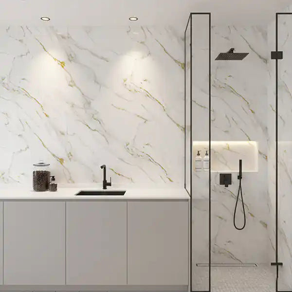 Glided Gold PVC Shower Wet Wall Panel Kitchen Wall Panel