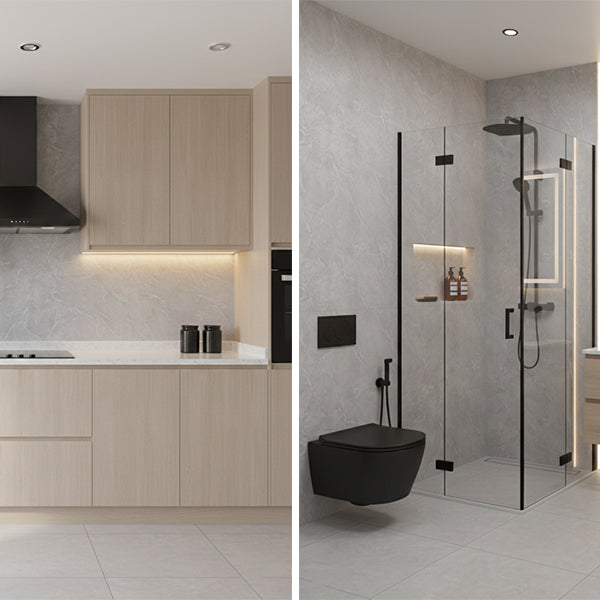 Grey Slate Gloss PVC Shower Wall Panel