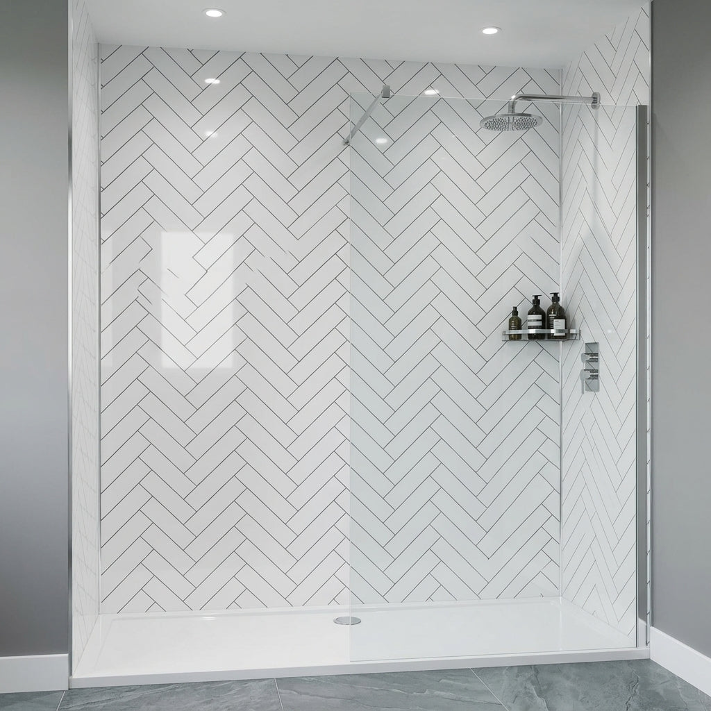 Herringbone Gloss PVC Kitchen Bathroom Wall Panel