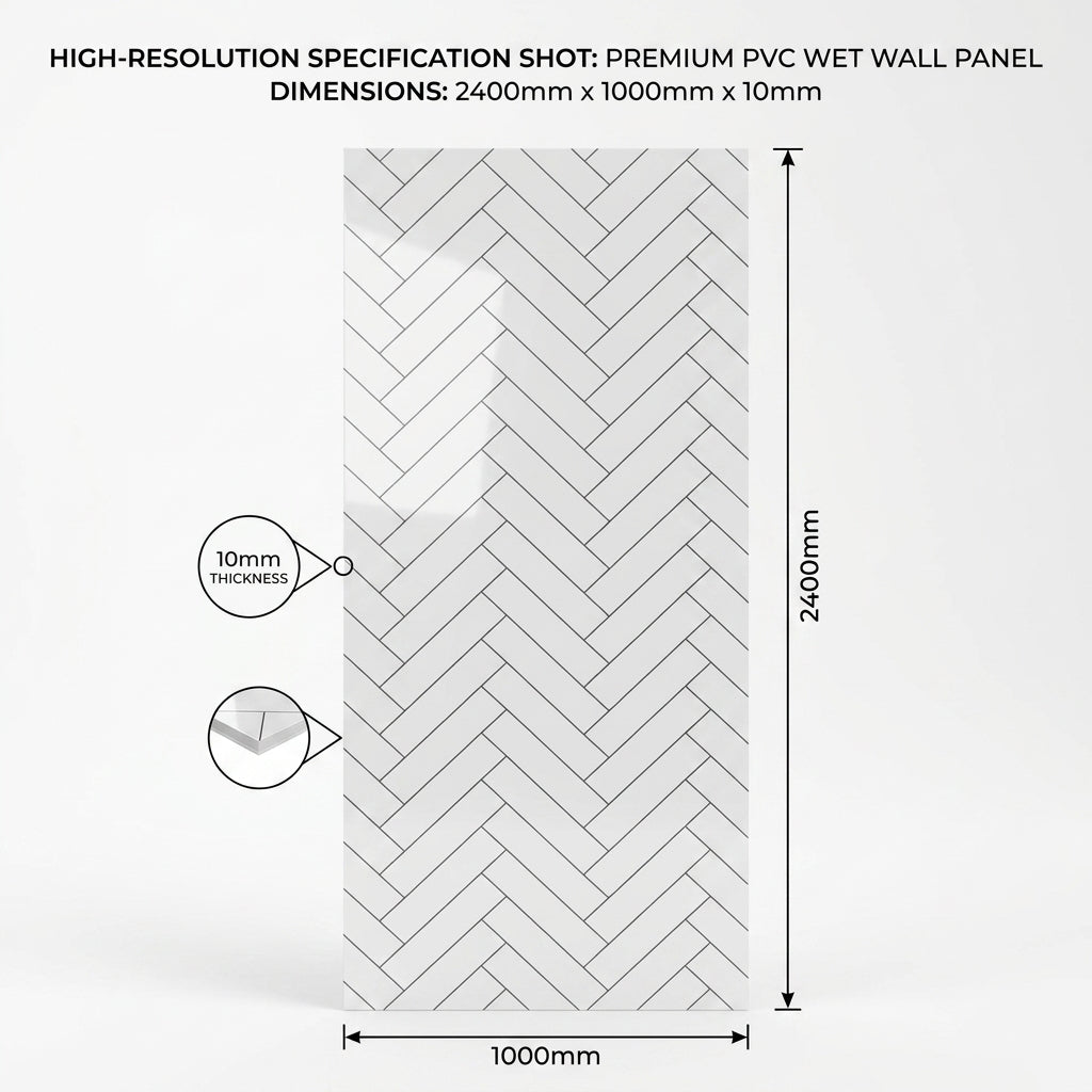 Herringbone Gloss PVC Kitchen Bathroom Wall Panel