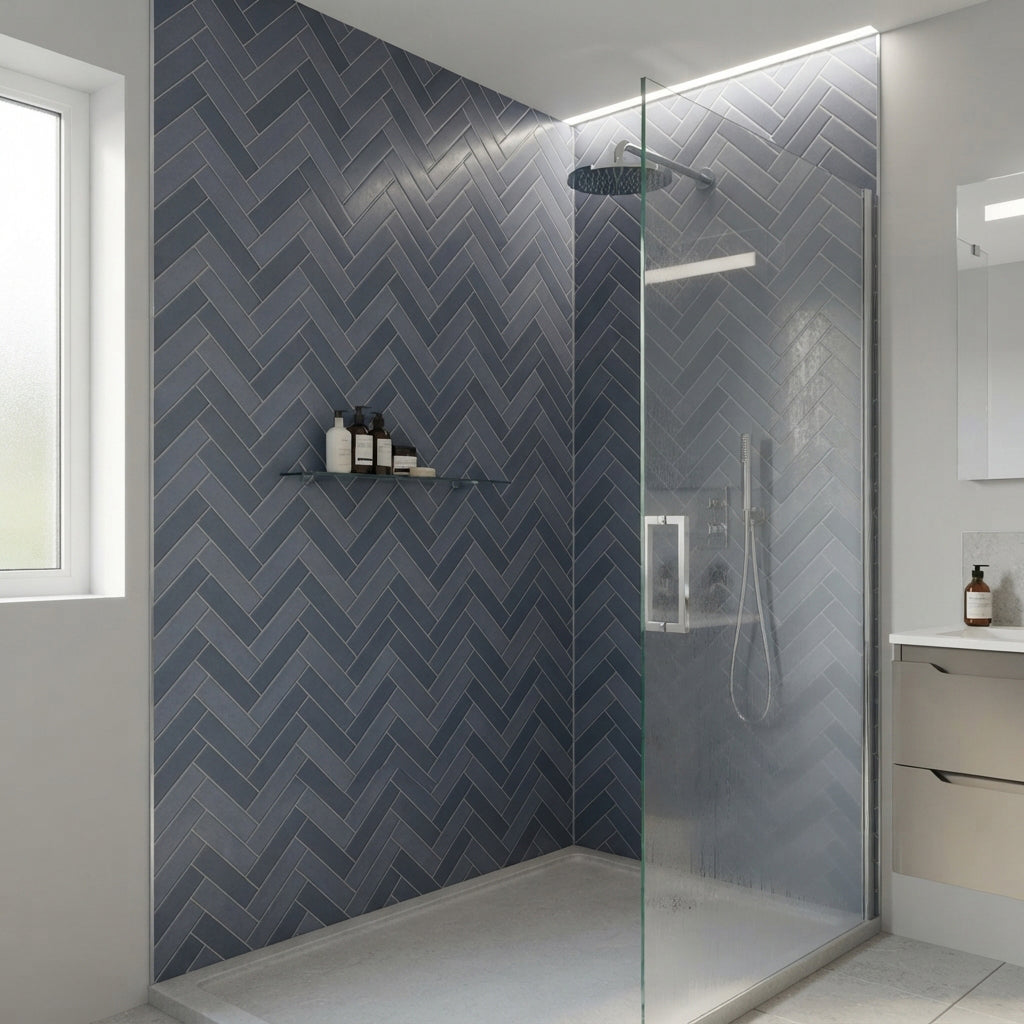 Herringbone Slate Wave Matt PVC Wall Panel