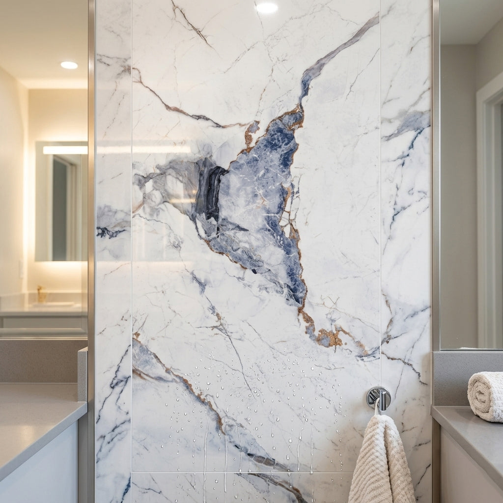 Artistic Blue Rigid Core Kitchen Bathroom Media Wall Panel