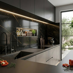 Laketon Grey Gold Gloss PVC Kitchen Shower Wall Panel 2400mm x 1000mm x 10mm