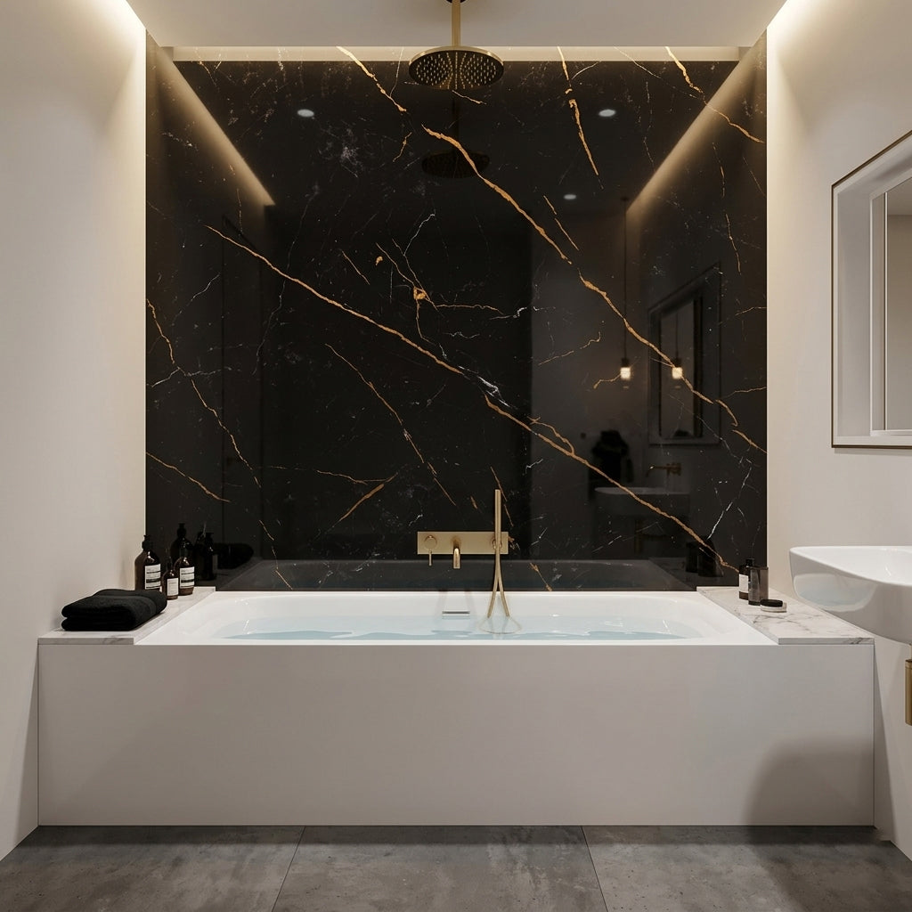 Laketon Grey Gold Gloss PVC Kitchen Shower Wall Panel 2400mm x 1000mm x 10mm
