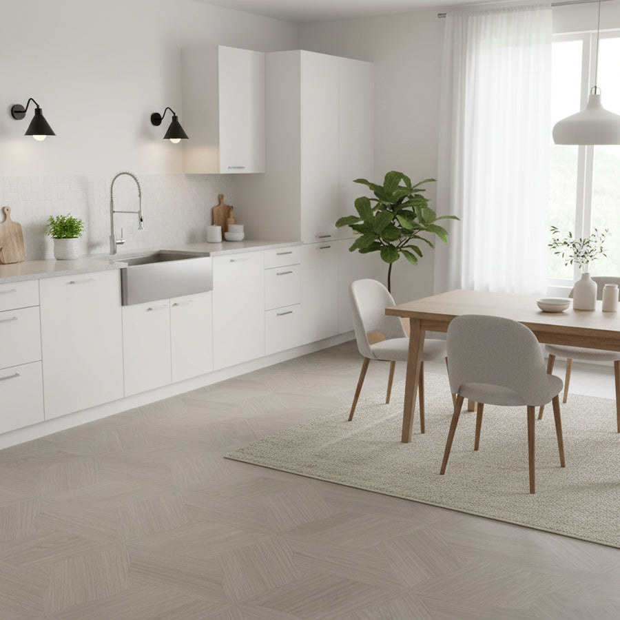 Light Grey Gloss Laminate Flooring Planks
