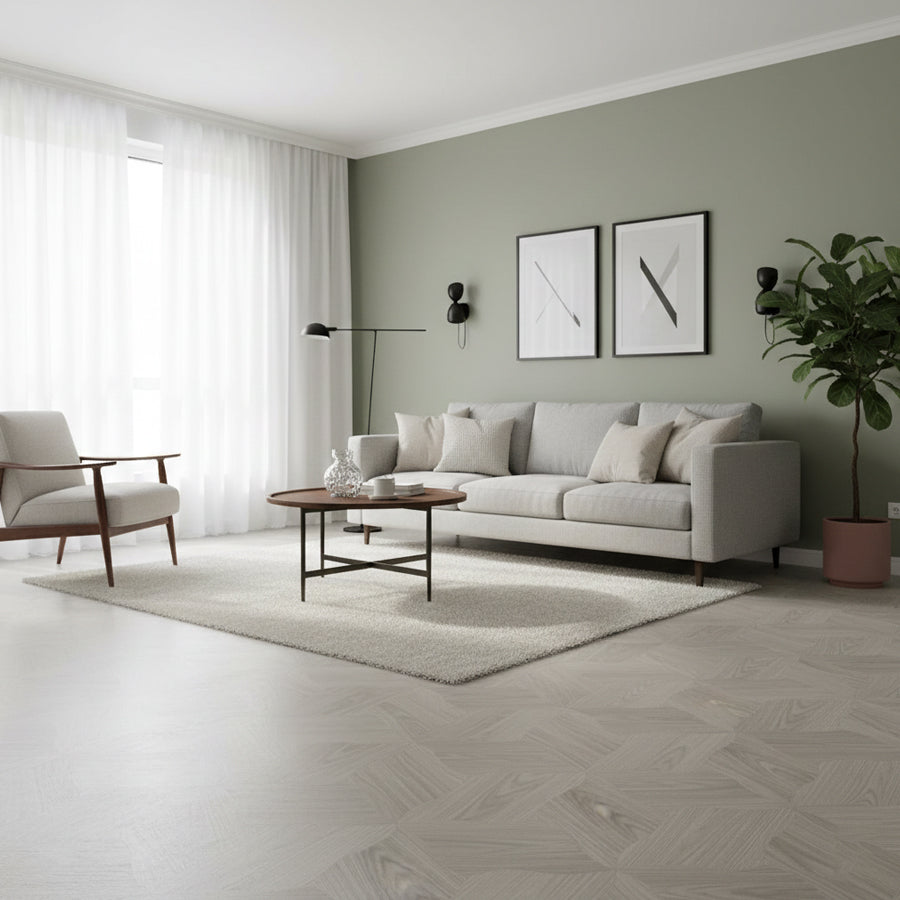 Light Grey Gloss Finish Laminate Flooring