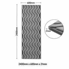 Light Grey Wavy Design Acoustic Wall Panel 2400mm x 600mm x 21mm
