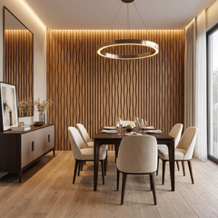 Natural Oak Wavy Design Acoustic Wall Panel - Sound Absorbing Slat Wall (2400mm x 600mm x 21mm)