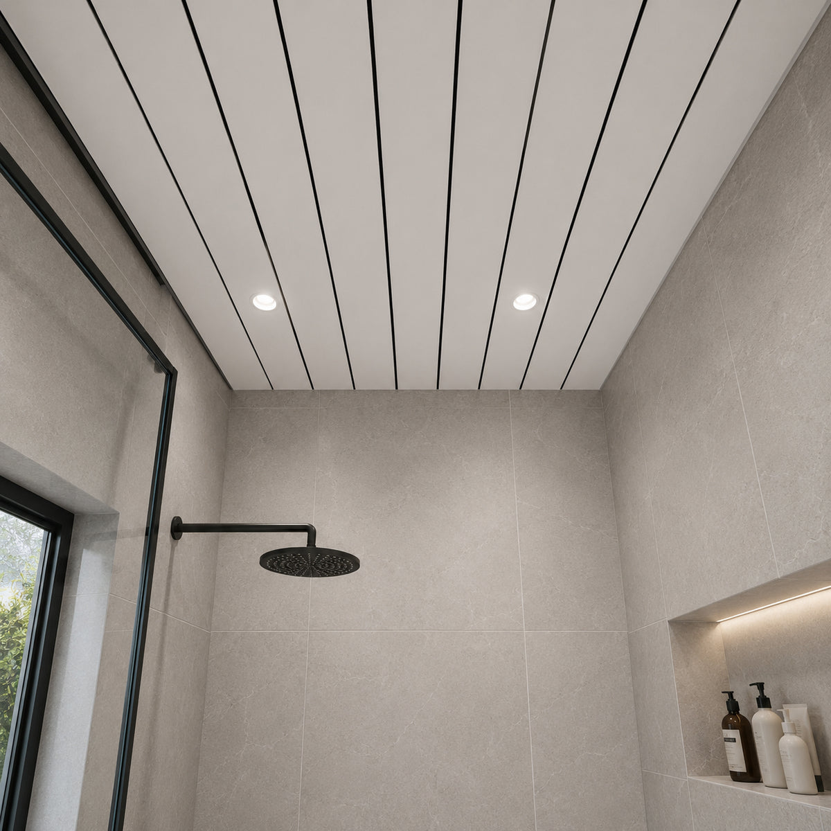 White With Black Lines Ceiling Cladding