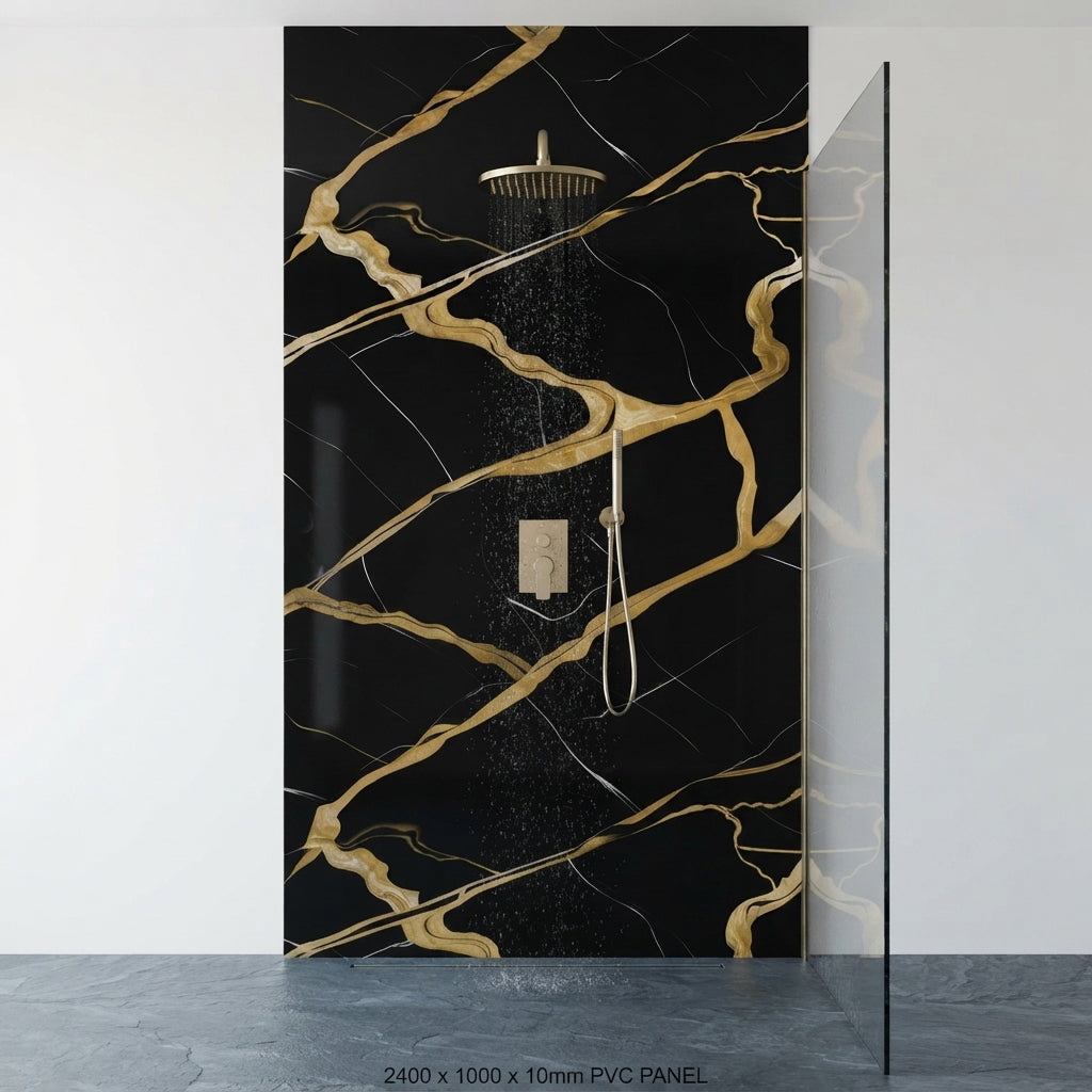 Noir Marble 3D PVC Shower Wall Panel