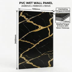 Noir Marble 3D PVC Shower Kitchen Wet Wall Panel 