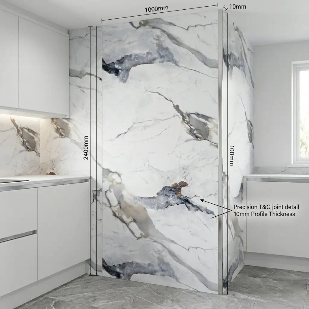 Prestige Marble Matt PVC Shower Kitchen Bathroom Wet Wall Panel