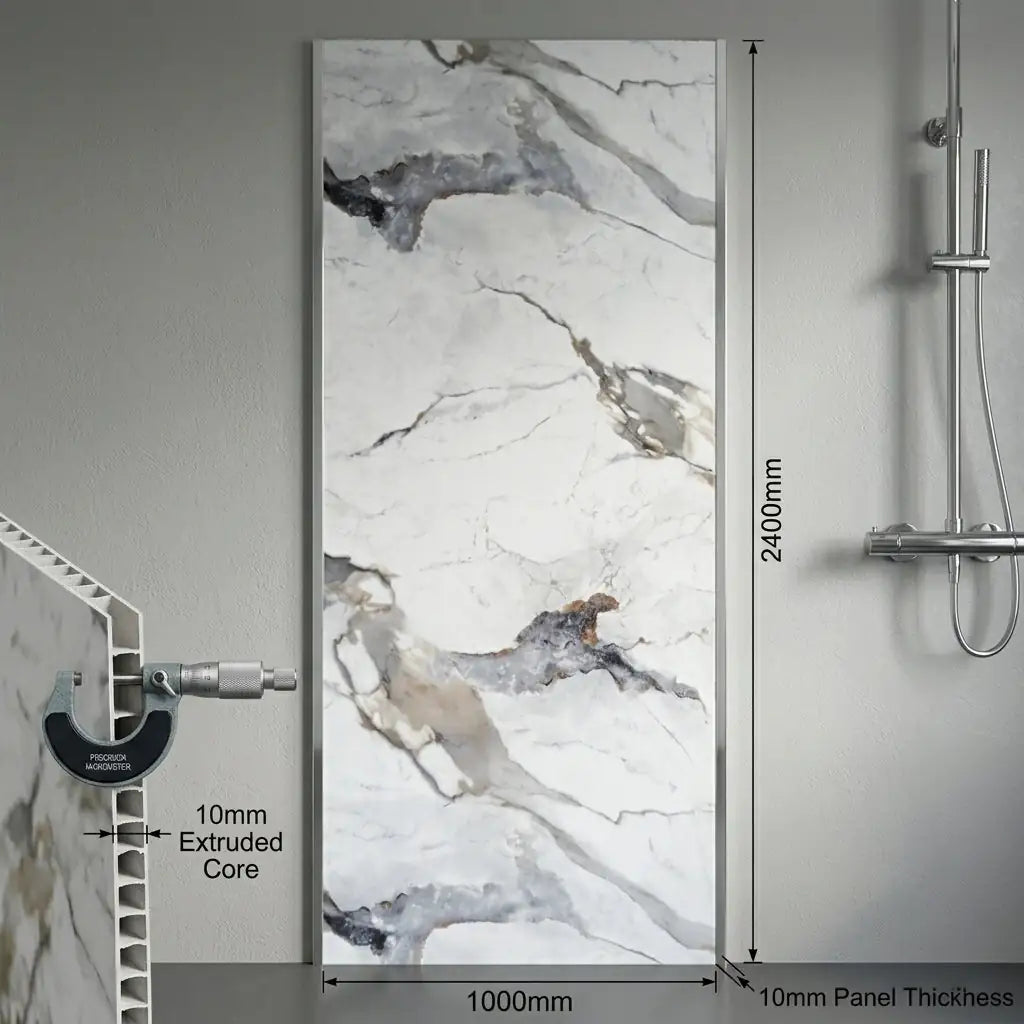 Prestige Marble Matt PVC Shower Kitchen Bathroom Wet Wall Panel